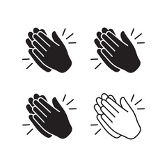 Obraz premium Applause flat and line icons set. Clapping hands symbol. 
