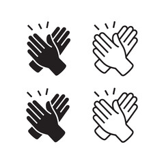Obraz premium Applause flat and line icons set. Clapping hands symbol.