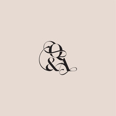 wedding concept monogram elegant and luxury concept QA bold serif initial calligraphy letter