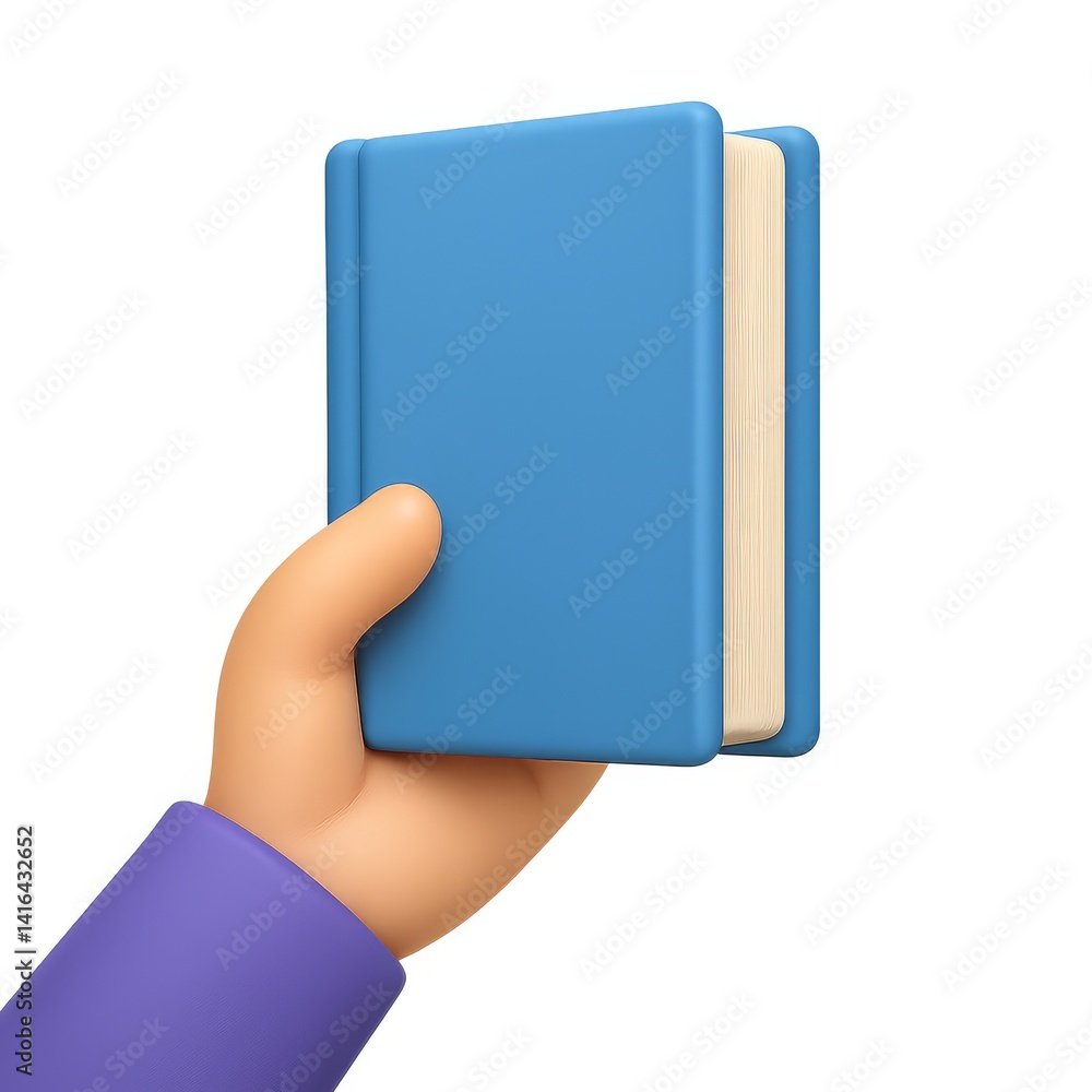 Poster 3d simple book in hand illustrating learning and reading concepts