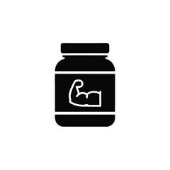 Fototapeta premium Protein Jar Icon with Flexed Biceps Icon