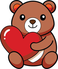 Bear Hugging a Heart Plushie