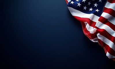 American Flag Detail on Blue Fabric: Close-Up Shot for Respect and Remembrance Themes