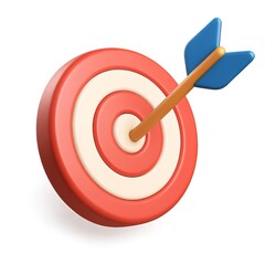 3D Target with Arrow Hitting Bullseye in Minimalistic Style