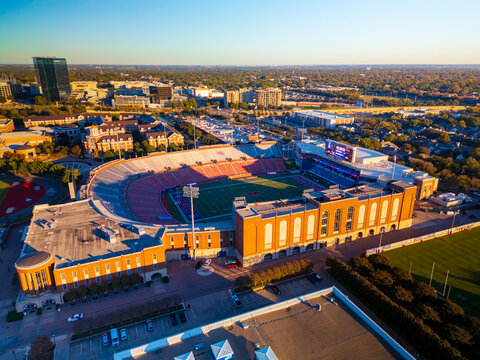 Gerald J. Ford Stadium on the campus of Southern Methodist University, used primarily for games played by the SMU Mustangs football team.
