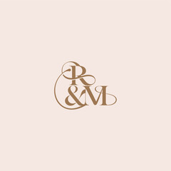 wedding concept monogram elegant and luxury concept RM bold serif initial calligraphy letter