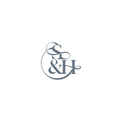 wedding concept monogram elegant and luxury concept SH bold serif initial calligraphy letter