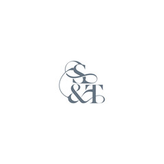 wedding concept monogram elegant and luxury concept ST bold serif initial calligraphy letter