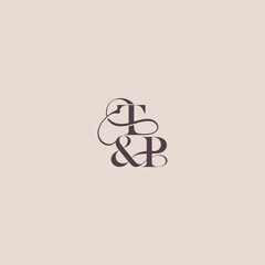 wedding concept monogram elegant and luxury concept TP bold serif initial calligraphy letter