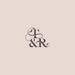 wedding concept monogram elegant and luxury concept TR bold serif initial calligraphy letter