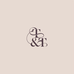 wedding concept monogram elegant and luxury concept TT bold serif initial calligraphy letter