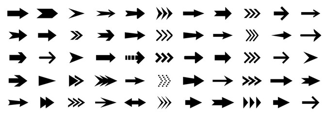 Arrow icon. Arrows logo. Set arrow icons. Collection arrows sign. Black arrow icon set.  Vector illustration