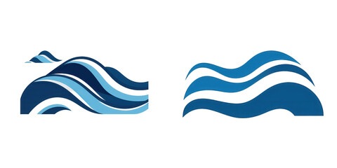 Abstract representation of ocean waves in varying shades of blue, illustrating movement and fluidity, suitable for backgrounds or design projects isolated on white or transparent png