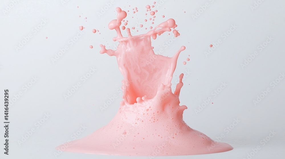 Poster a splash of pink liquid creates an artistic and dynamic visual effect against a plain background.