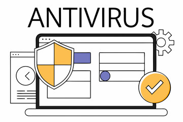 Antivirus Software Interface Illustration	Vector of antivirus UI with shield, checkmark, and clean layout, suitable for software branding or blog articles.