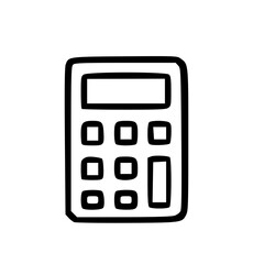 Calculator Icon Hand Drawn Outline Style