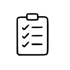 Clipboard Icon Hand Drawn Outline Style