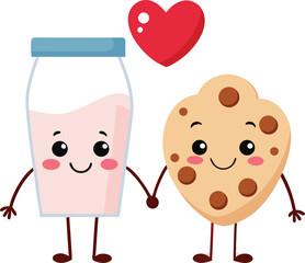Milk & Cookie Shaped Like a Heart Couple