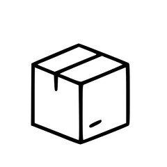 Box Icon Hand Drawn Outline Style