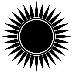 Vector silhouette of a sun with symmetrical rays extending outward in a uniform circular pattern