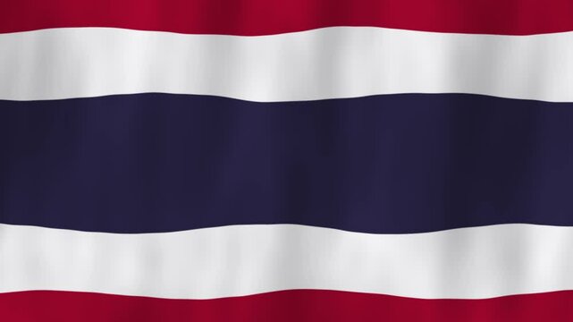 Thailand flag country animation 3D symbol design waving in wind movement national patriotism world culture emblem banner republic Southeast Asia Siam red white blue stripes