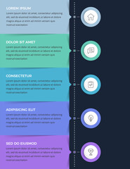 Fototapeta premium Infographic template with five rectangles for your text arranged vertically, infographics of a process, steps or workflow, dark background, vector eps10 illustration