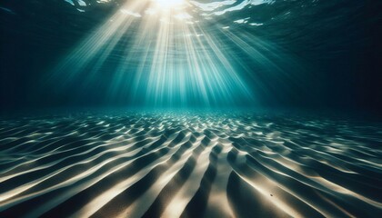 Sunlight Rays on Empty Sand Beams of sunlight penetrate the clea