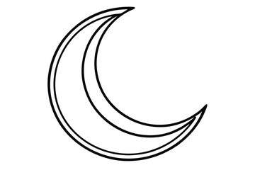 Crescent moon line art vector icon isolated on white background