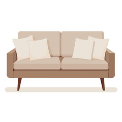 Fototapeta premium cozy-and-stylish-living-room-with-a-neutral-color vector image on white background