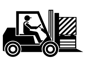 Industrial forklift lifting silhouette vector illustration isolated on white background