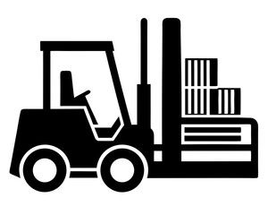 Industrial forklift lifting silhouette vector illustration isolated on white background