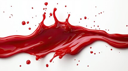 Red ketchup splashes isolated on a transparent background.