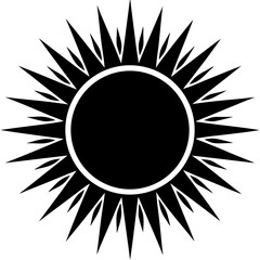 Vector silhouette of the sun with a solid circular body and straight lines extending from it
