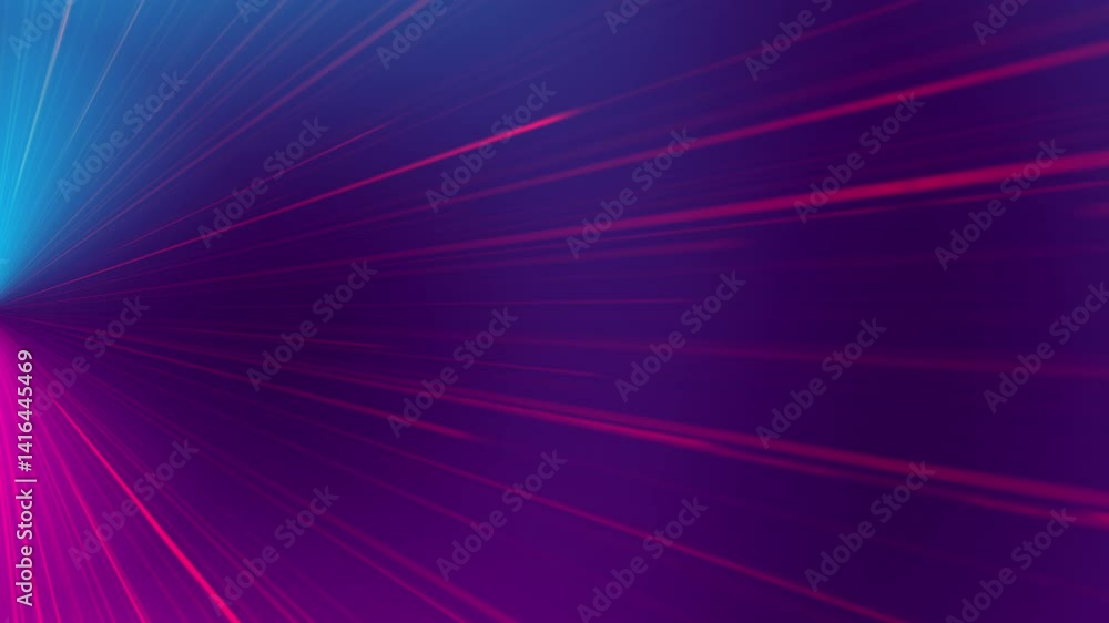 Poster animated abstract background featuring bright cyan/blue and pink/magenta light rays converging towar