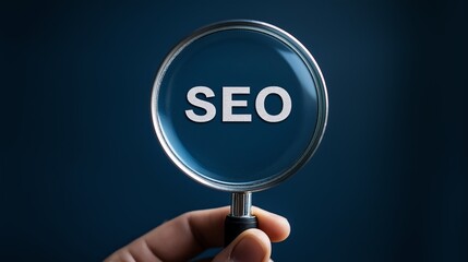 A close-up of a hand holding a magnifying glass that highlights the word 'SEO' against a dark background, symbolizing the importance of search engine optimization in digital market