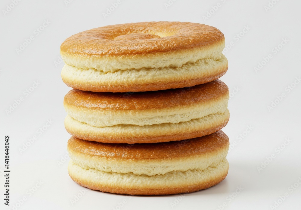 Aufkleber a stack of three glazed donuts on a white background showing the texture and color of the sweet trea