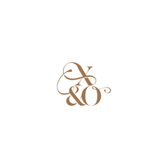 XO letter elegant and luxury concept bold serif initial calligraphy wedding concept monogram