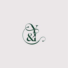 YL letter elegant and luxury concept bold serif initial calligraphy wedding concept monogram