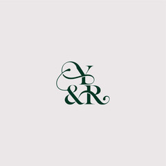 YR letter elegant and luxury concept bold serif initial calligraphy wedding concept monogram