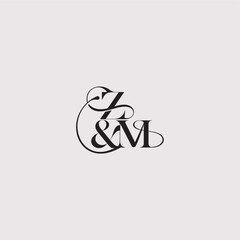 ZM letter elegant and luxury concept bold serif initial calligraphy wedding concept monogram
