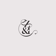 ZL letter elegant and luxury concept bold serif initial calligraphy wedding concept monogram