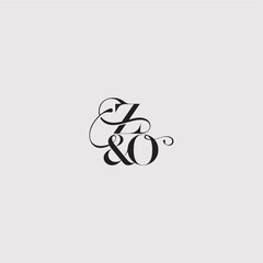 ZO letter elegant and luxury concept bold serif initial calligraphy wedding concept monogram