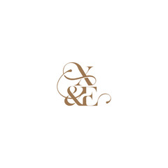 XE letter elegant and luxury concept bold serif initial calligraphy wedding concept monogram