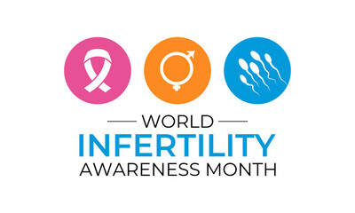 Fototapeta premium Template for a celebration of World Infertility Awareness Month is June. Its raising aware Stand with individuals, couples facing infertility struggles and reduce stigma. Realistic ribbon 
