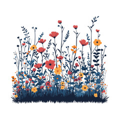 Meadow with wildflowers mix of colorful vector art