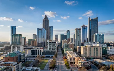 Atlanta Skyline Panorama Urban Landscape with Modern Architecture and City Street, Georgia, USA