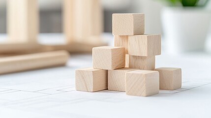 Obraz premium Simple beige square objects stacked minimalist product photography