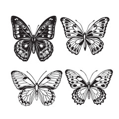 butterfly silhouettes 4 set vector png free download