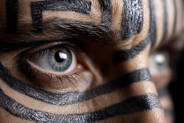 Abstract eyes looking around from a maze in human head
