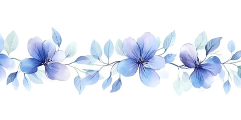 Obraz premium Abstract blue floral design with spring blossom of violet and blue flowers on white